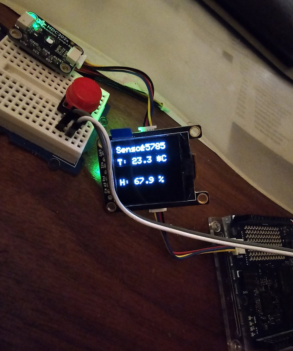 PSchulinck's tweet photo. Arduino UNO Q,  finally got it working: text and flakes animation to an OLED, reading sensor and reading external button. https://t.co/ktOhoLsynq