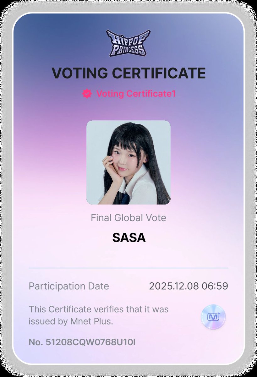 SasaBrasiI's tweet photo. 📬 | Pessoal, não esqueçam de votar na #SASA!
Essa é a votação final, por favor, vamos debutar a Sasa.

#SASA #사사 #HIPPOPPrincess #FinalGlobalVote #MnetPlus https://t.co/s8kQLd8B04