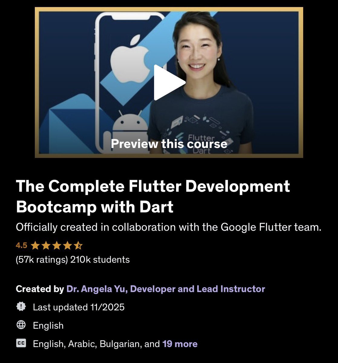 AdebelTee's tweet image. At this point, it’s safe to say @yu_angela has the best beginner-friendly Flutter courses.