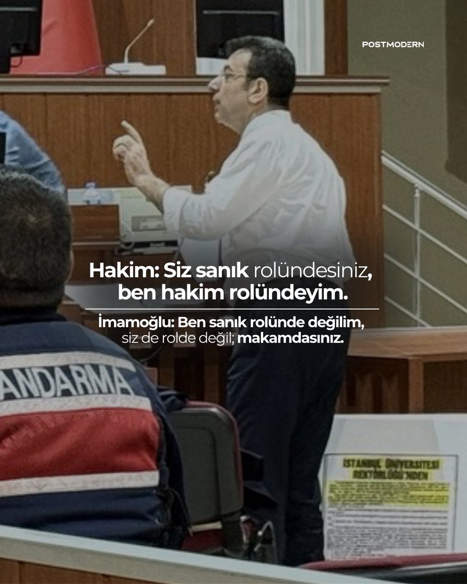 DİPLOMA DAVASI • Hakim: Siz sanık rolündesiniz, ben hakim rolündeyim. 

Ekrem İmamoğlu: “Ben sanık rolünde değilim, siz de rolde değil; makamdasınız.”