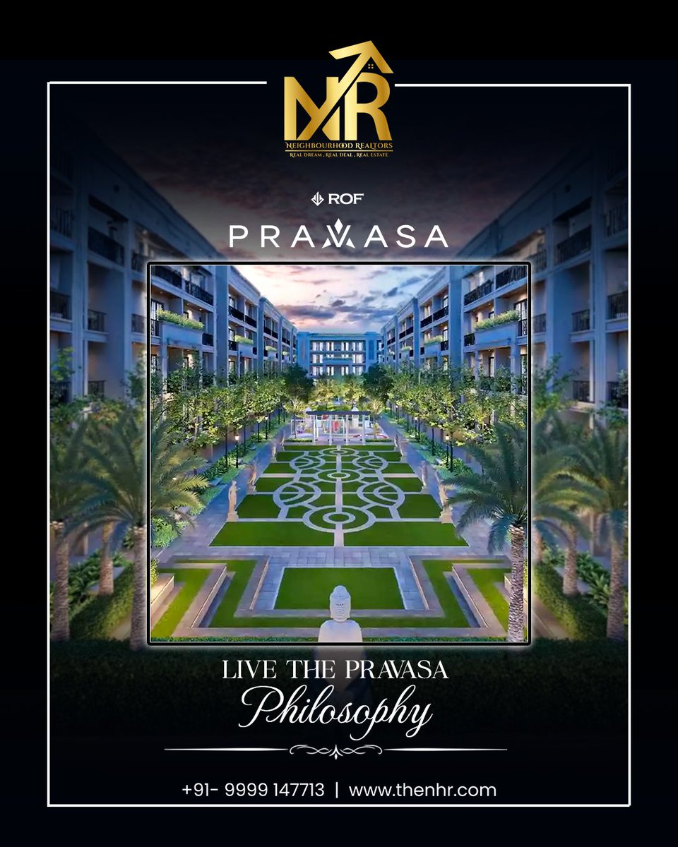 thenhrofficial's tweet photo. Live in a place where greenery greets you, architecture inspires you, and calm surrounds you. 

ROF Pravasa creates a refined lifestyle with open spaces, premium finishes, and a sense of everyday luxury with Neighbourhood Realtors.

#DwarkaExpressway #LuxuryHomes #Gurgaon https://t.co/1ZXOLEOU76