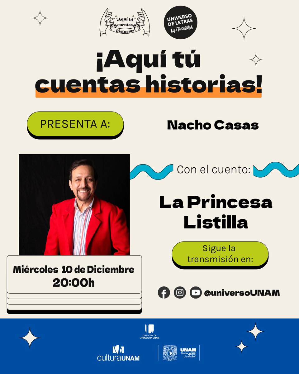 #AquíTúCuentasHistorias esta semana disfruta de excelentes narraciones con <a href="/nachocasas7/">Ignacio Casas</a>  y Jaqueline González Cruz