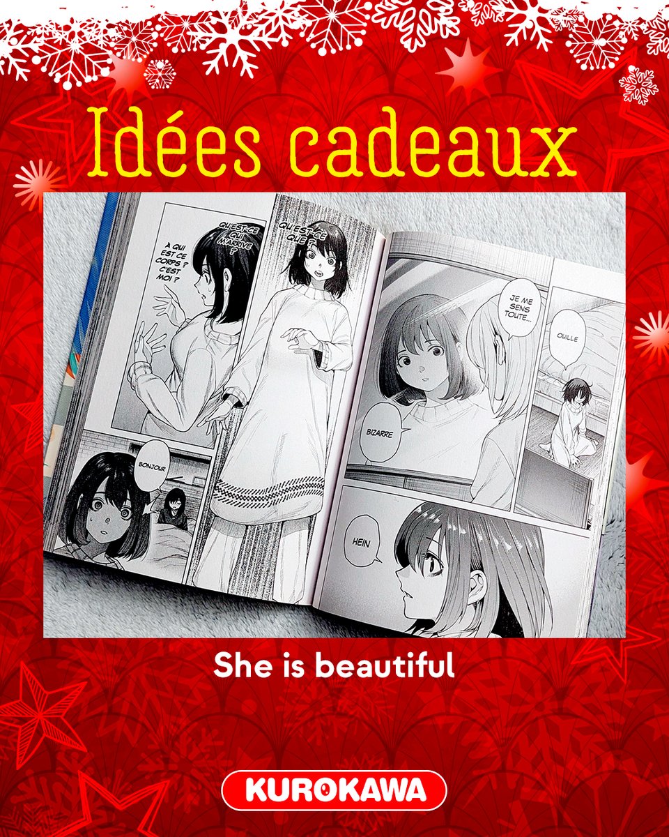 Kurokawa's tweet image. #KuroNoël 🎄 Idées cadeaux manga - Jour 8 🎁

"She is beautiful" 🧠

𝑳𝒆 𝑺𝒂𝒗𝒊𝒆𝒛-𝒗𝒐𝒖𝒔❓ Pour les fans, on retrouve dans le scénario de She is beautiful des similitudes avec le film Memento et la série Stranger Things !