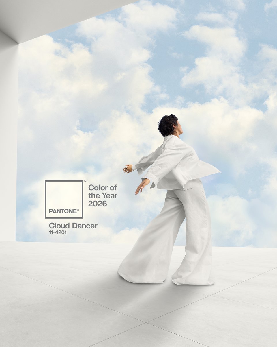 PANTONE COLOR OF THE YEAR 2026: PANTONE® 11-4201 CLOUD DANCER

Read more: fashiontrendsetter.com/v2/2025/12/04/…

via <a href="/FTrendsetter/">Fashion Trendsetter</a>

Photo by The Development, courtesy of PANTONE® 

#Pantone #Coloroftheyear #clouddancer