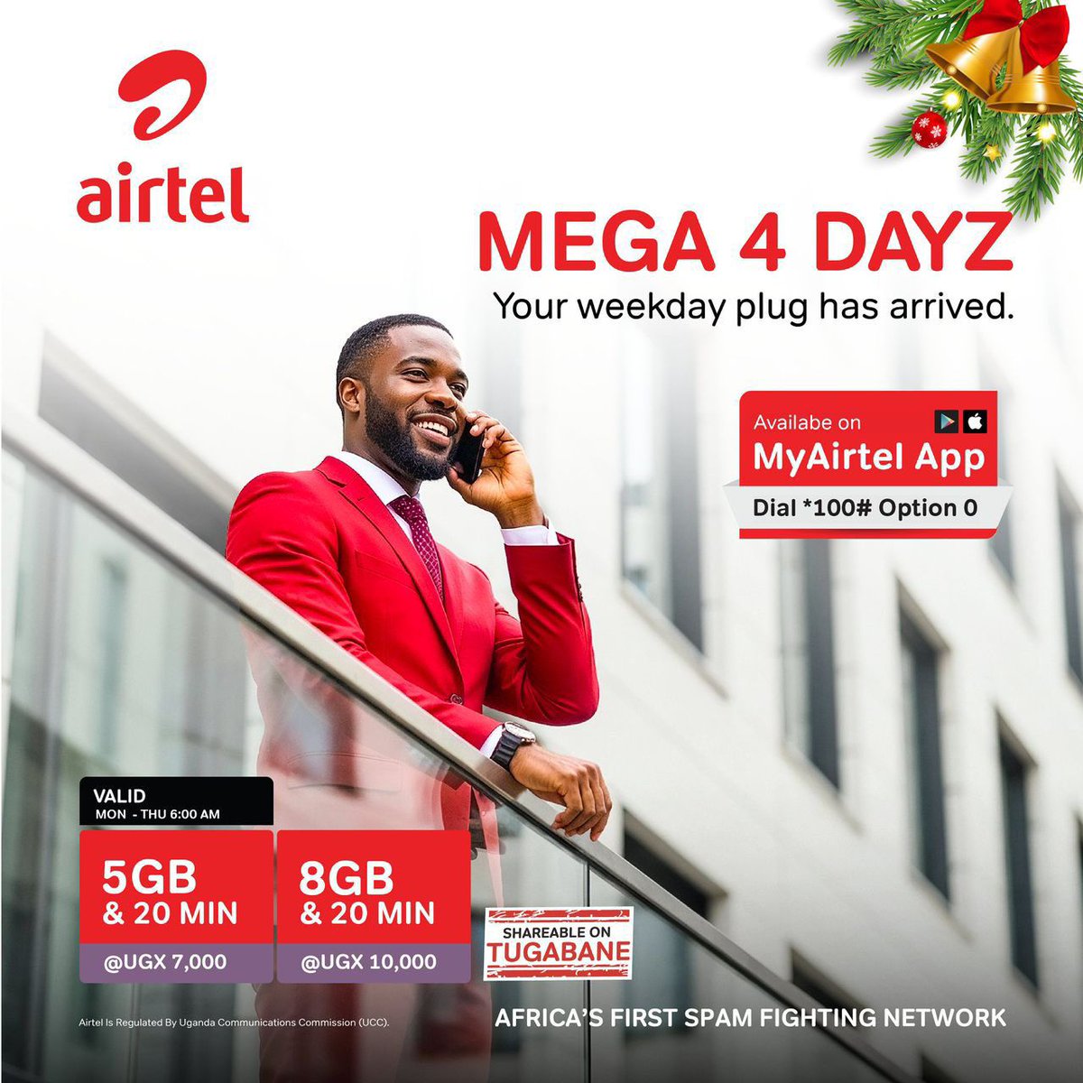 simon_omukiga's tweet image. Power through your week with a Mega 4 Dayz bundle to take you through the first 4 days of the week !!

Dial *100# and select option 0, or activate instantly on the #MyAirtelApp today 

#Mega4Dayzz