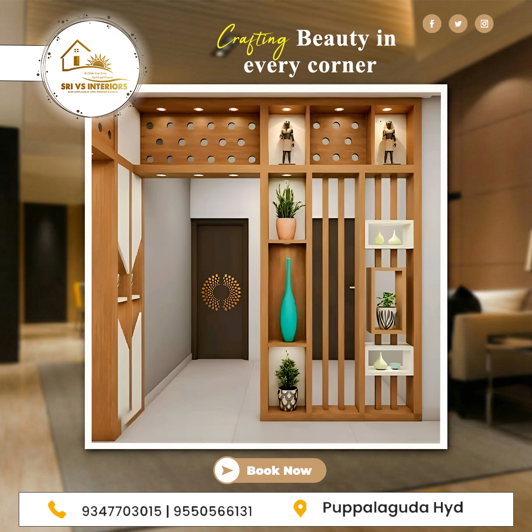 interiors_vs's tweet image. Elevate your home with artistic craftsmanship and elegant interior design by Sriv’s Interiors! 

From stunning entrance designs to elegant display units, our interiors add warmth, charm, and a premium touch to your home. 

#SrivsInteriors #InteriorDesign #Puppalaguda  #HYD