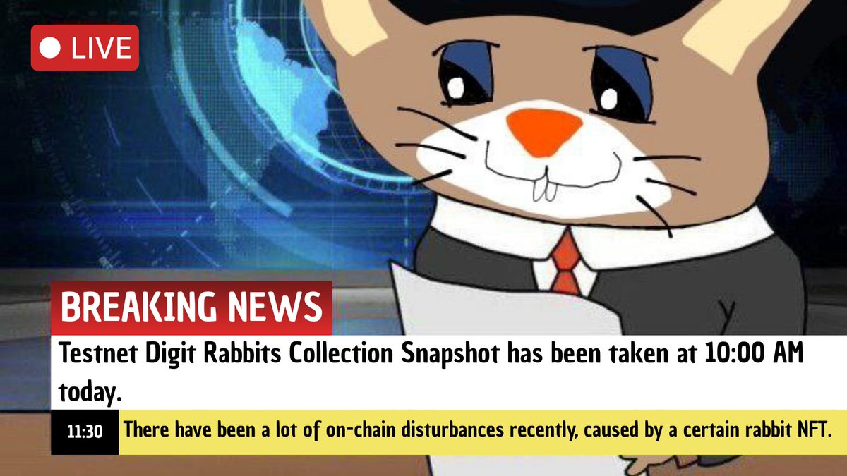 ⚠️BREAKING NEWS

Testnet Digit Rabbits Collection Snapshot has been taken at 10:00 AM (GMT) today.

If you were holding, you’re locked in.

See you on Frontier.