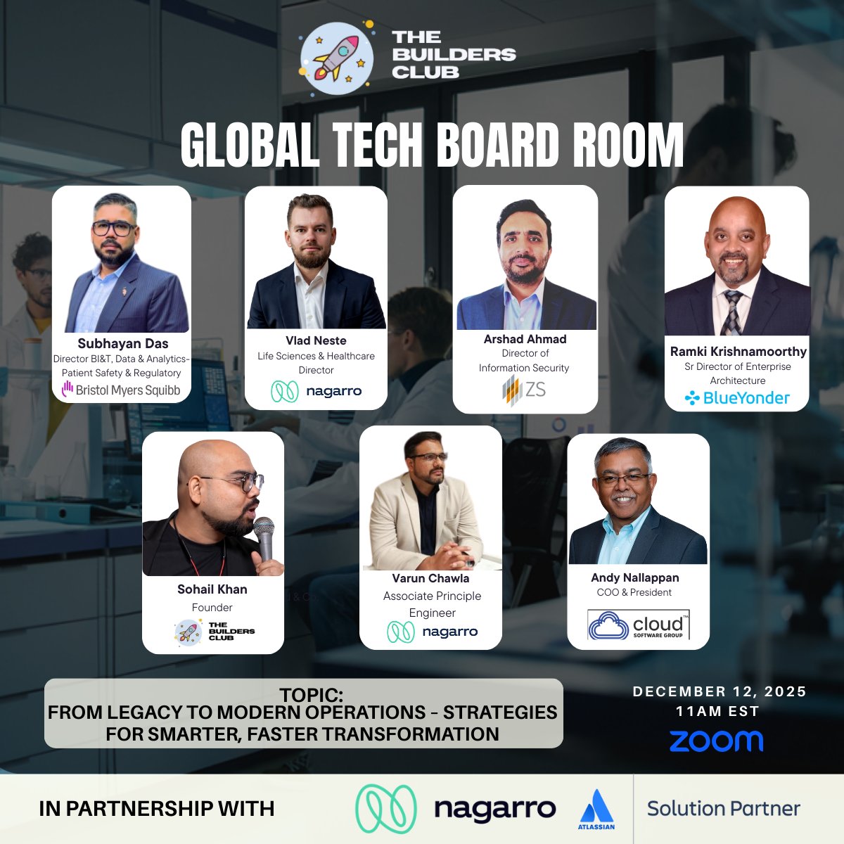 🌐 The Global Tech Boardroom is here!

CIOs/CTOs &amp; leaders from BMS, Nagarro, ZS, Blue Yonder &amp; Cloud Software Group discuss modern ops, AI, cloud &amp; security.

🗓 12 Dec | 11 AM EST
🔗 luma.com/t1z3ucrc
Private, invite-only session. 🚀