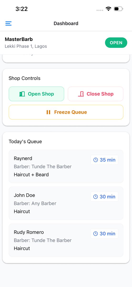 Raynerdtech's tweet image. I’m building QueueMate, a simple queue-management app for barbers &amp;amp; small shops.
No more guessing wait time.
No more crowded shops.
Customers join through a public link, owners manage with clean UI.

Small businesses deserve better tools.
Let’s build it. 🚀