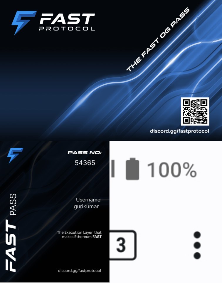 Early into @fast_protocol with a Fast OG Pass.

Infra backed by a16z CSX, focused on preconfirmations and FAST

execution on Ethereum.

Get in here: discord.gg/fastprotocol