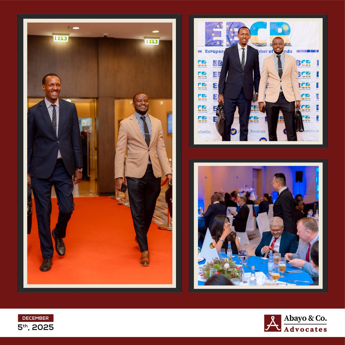 Our Senior Associate Issa Clement Nsengiyumva and Associate Lameck Afrique Mugisha were among the attendees of the EBCR Dinner Gala, which took place on 5 December 2025 at the Kigali Marriott Hotel. The event brought together innovative investors from different sectors, sharing