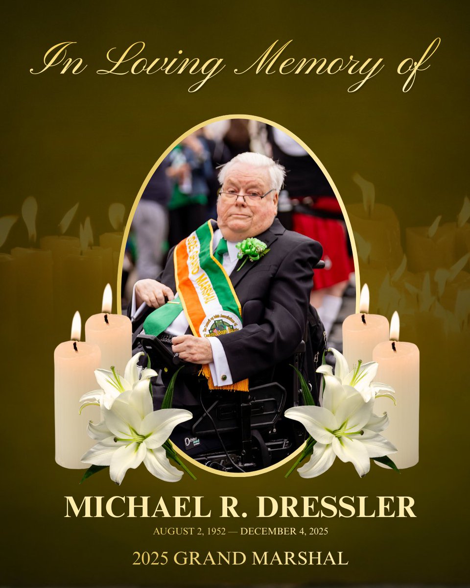In loving memory of Hon. Michael R. Dressler — our 2025 Grand Marshal and devoted Bergen County Surrogate.

His kindness and service will be remembered always. 💚☘️

See the link below for his services today:
🔗 bit.ly/4pYhn3D