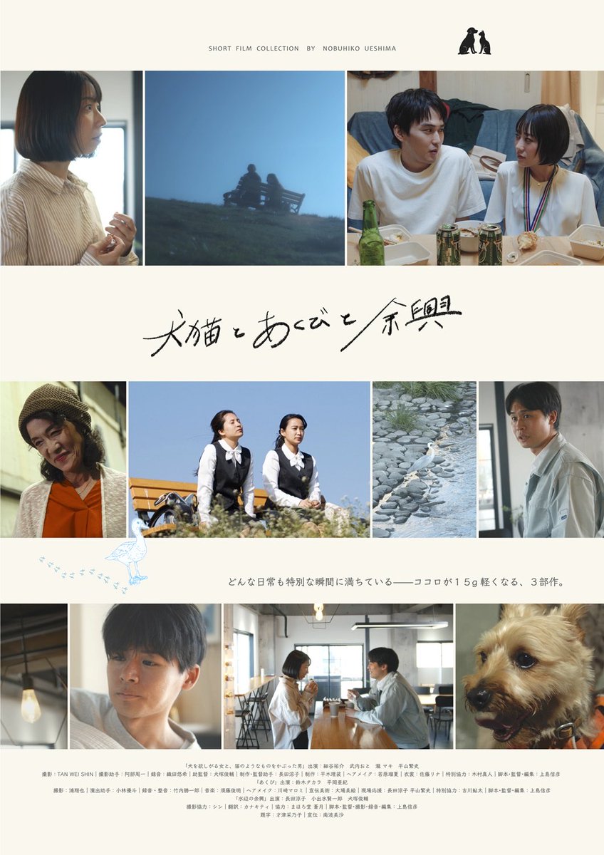 akihiraoka1211's tweet photo. 先日無事、出演しました短編映画『あくび』が入ったオムニバス作品『犬猫とあくびと余興』のアンコール上映が終わりました!!
アンコール上映でも沢山の方が観に来てくださり、とても幸せでした♡
ご来場いただいた皆様、本当にありがとうございました。
久しぶりに自分のお芝居を劇場のスクリーンで観て、どきどきジーンとする時間でした。
とってもアットホームであたたかい、上島組の皆様、本当にお疲れ様でした🐕🐈🥱🎬✨