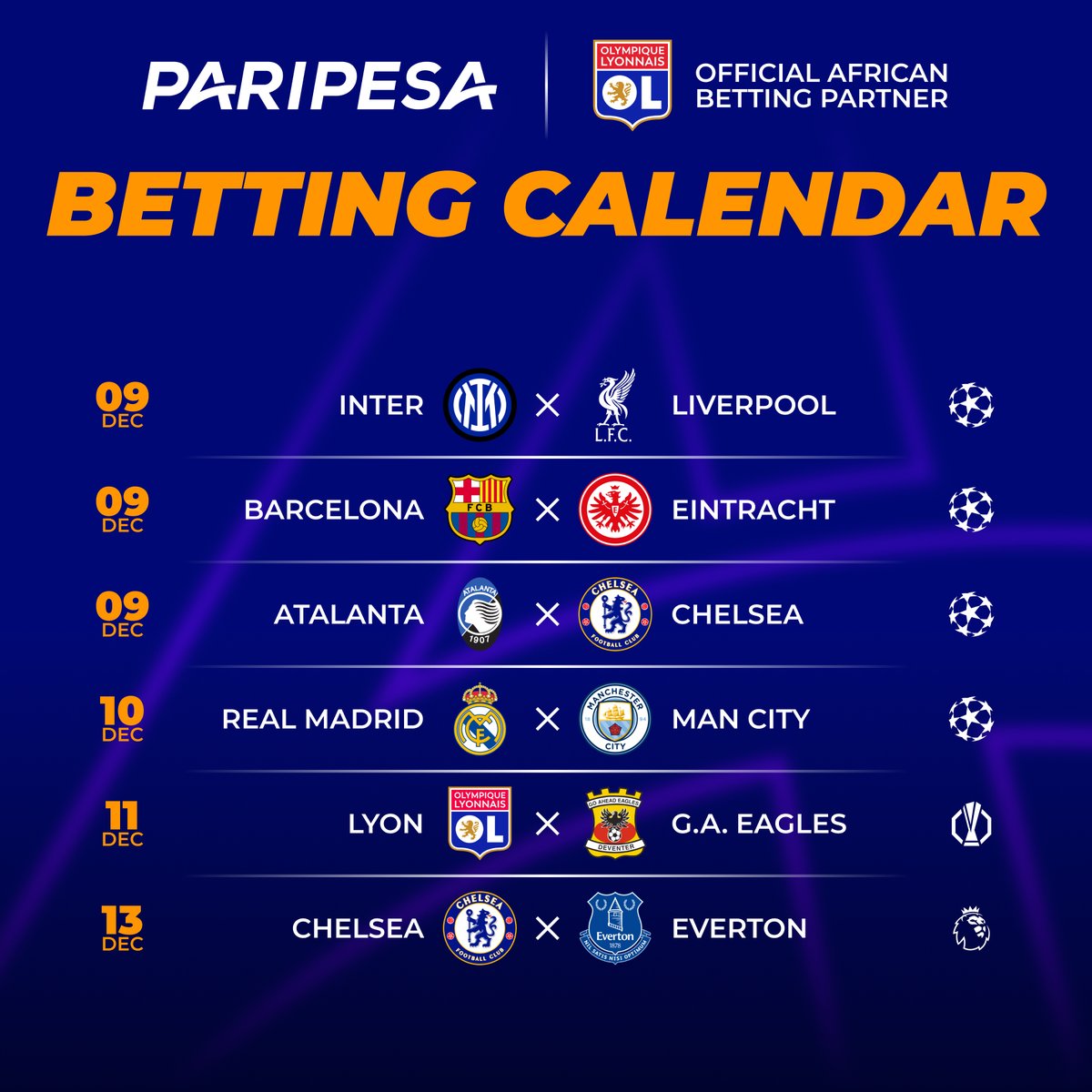 paripesa's tweet image. 🤩 WHAT A WEEK AHEAD

Guardiola returns to Madrid, Liverpool are written off by everyone — UCL closing 2025 with a bang,
Lyon fighting to stay on top in Europa League, Premier League drama on top.

Ready for this week?