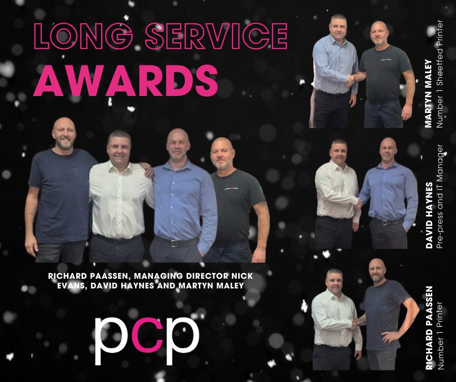 Congratulations to three of our team members who are celebrating incredible service milestones with PCP! Combined, they represent 85 years of dedication, expertise, and commitment.

Join us in congratulating Martyn Maley, David Haynes, and Richard Paassen.

#LongServiceAwards