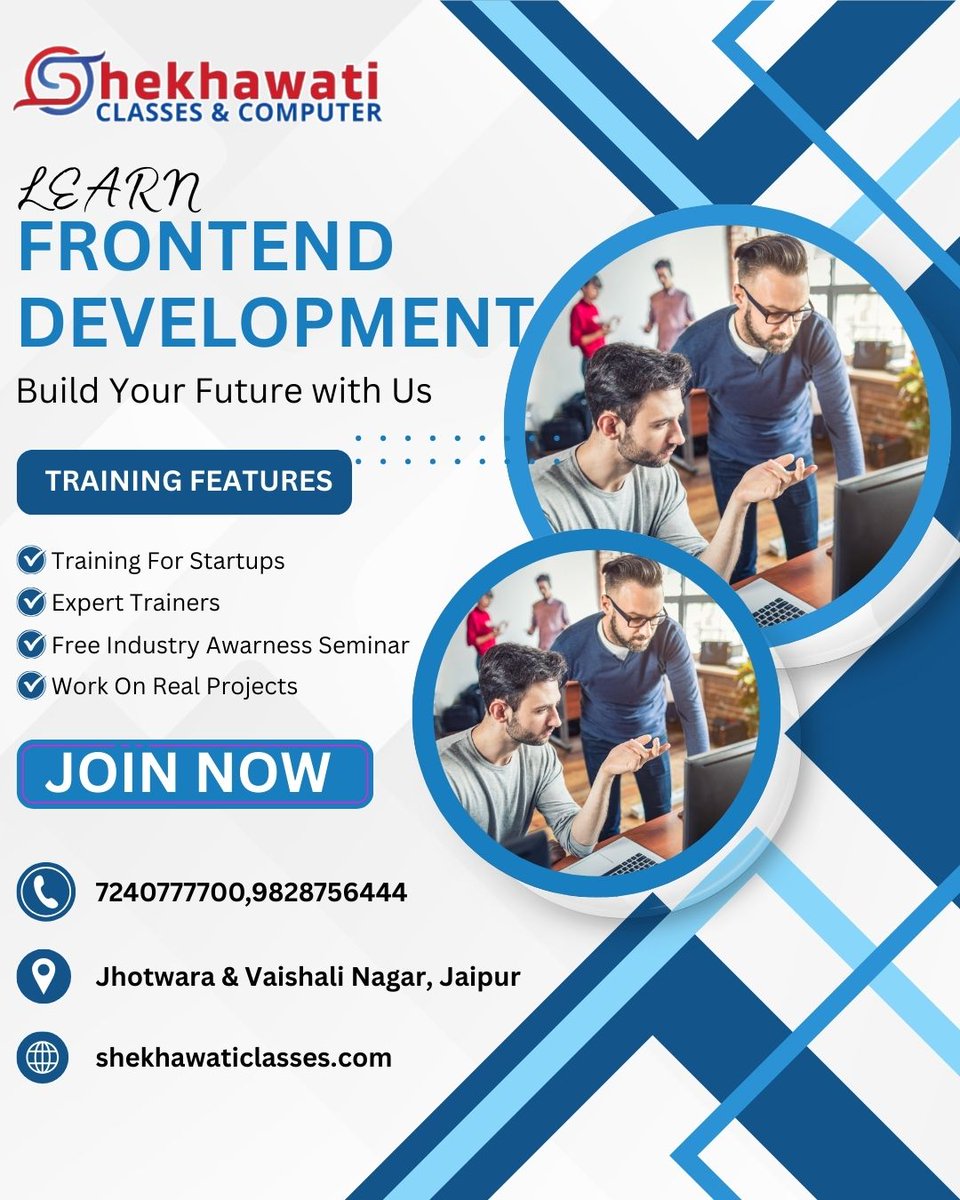 shekhaw29839's tweet image. Kickstart your tech career with the Best Frontend Development Course in Jaipur!
Learn HTML, CSS, JS, React + real projects at Shekhawati Classes &amp;amp; Computer.
Top training in Jhotwara &amp;amp; Vaishali Nagar, Jaipur #Development #Jaipur #shekhawaticlasses #TrendingNow #learning #WebDesign
