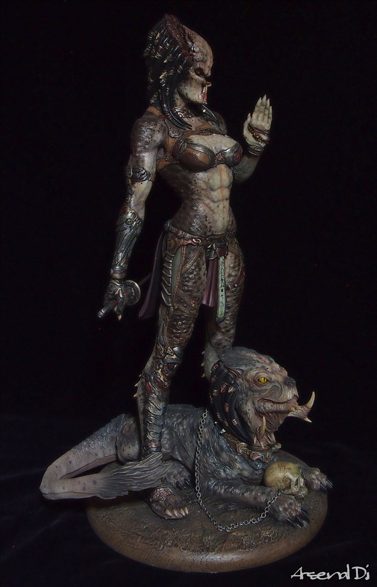 takatinp's tweet image. Apikitt氏原型 オリジナル女型プレデター
ヤフオク出品致しました!!
Ancient PREDATOR 【The Assasins】
塗装済み完成品　

１円スタート 14日21時終了予定です。
auctions.yahoo.co.jp/jp/auction/m12…

足場にプレデター犬も鎮座した豪華なビネットとなっております。
皆様、ご入札宜しくお願い致します～ッ!!!…