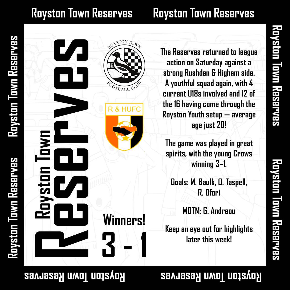 Our match report from our 3-1 win on Saturday #Crows <a href="/RTFC_U18/">Royston Town FC Under 18s</a> <a href="/RoystonTownFC/">Royston Town FC</a> <a href="/roystontyouthfc/">Royston Town Youth FC</a>