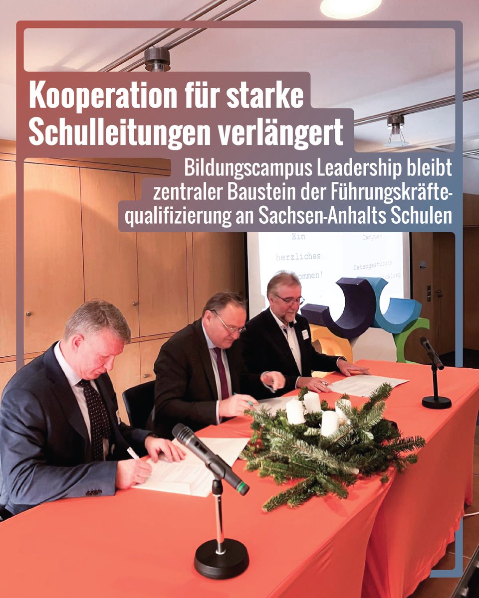 🤝 #Kooperation verlängert! Der Bildungscampus Leadership bleibt ein starkes Angebot für die #Qualifizierung von #Schulleitungen. Staatssekretär <a href="/boehmju/">Jürgen Böhm</a>: „So stellen wir sicher, dass Schulleitungen die bestmögliche Unterstützung erhalten.“ Mehr unter👉 lsaurl.de/xX0OUS