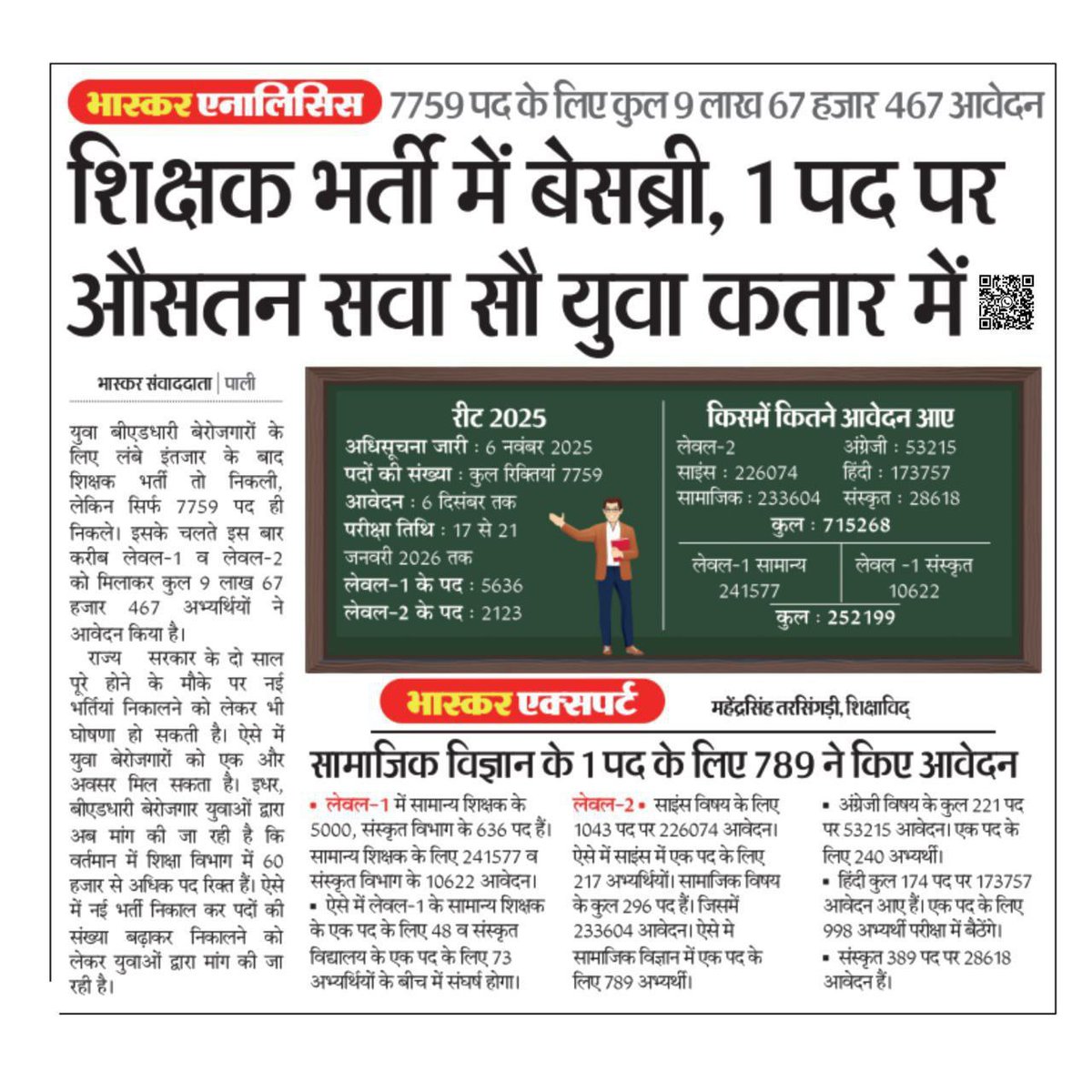 राजस्थान तृतीय श्रेणी अध्यापक भर्ती 2025 में  आज तक के इतिहास की सबसे कम पदो पर भर्ती निकालना सरकार ने बेरोजगार के साथ बहुत बड़ा अन्याय किया है, सरकार को पदों में वृद्धि करनी चाहिए 
#तृतीय‌_श्रेणी_अध्यापक_भर्ती 
<a href="/BhajanlalBjp/">Bhajanlal Sharma</a>
<a href="/madandilawar/">Madan Dilawar</a>
<a href="/rajeduofficial/">Dept of Education, Rajasthan</a> 
<a href="/alokrajRSSB/">Alok Raj</a>