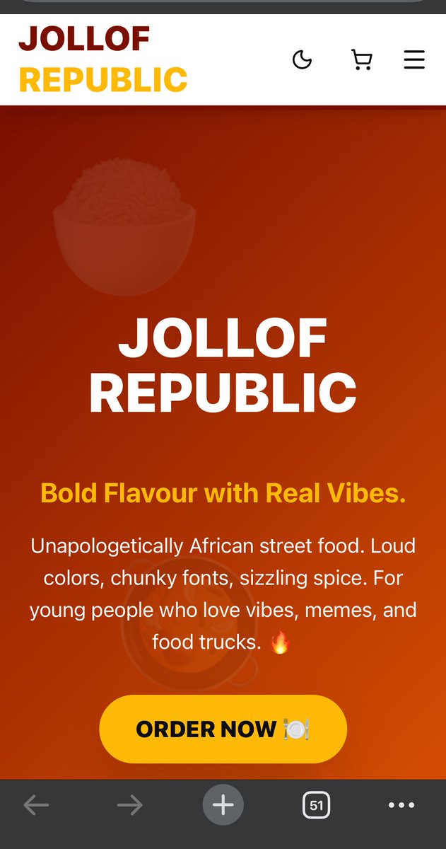 Dollypee181's tweet image. Built the same food ordering site twice and it low-key improved how i code.
first time: vanilla JS, fighting with the DOM 
second time: React, wondering how easy things can be😂. Same features, way cleaner code.
live: …0qgg7-dollypee18s-projects.vercel.app
code: github.com/Dollypee18/jol…
#ReacJS