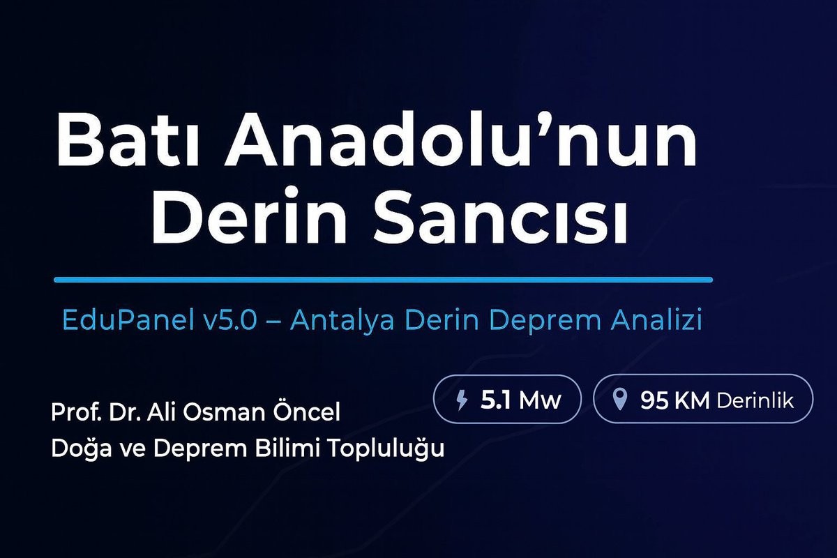 Batı Anadolu’nun Derin Sancısı: Antalya 5.1 Depremi

Antalya açıklarındaki 5.1 derin odaklı deprem, İstanbul’dan bile hissedildi. <a href="/LastQuake/">EMSC</a> 
Detaylı analiz, haritalar ve sismik veriler blogda:
👇
 aliosmanoncel.blogspot.com/2025/12/antaly…
#Deprem #sallandık