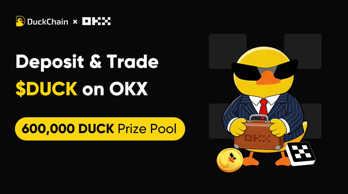 Duck_Chain's tweet image. 🦆 $DUCK Deposit &amp;amp; Trade Carnival on OKX is Live!🎉

The challenge just got BIGGER! We are giving away 600,000 $DUCK (≈ $800) to boost $DUCK liquidity and activity on OKX exchange.

📅 Period: Dec 8, 12:00 UTC – Dec 16, 12:00 UTC

1️⃣ Daily Deposit Campaign (400,000 $DUCK Total)…