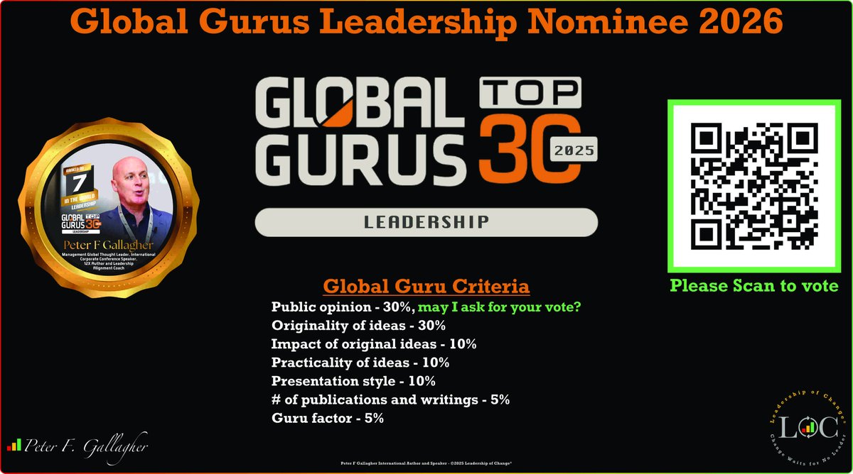✅ 💡 2026 Global Guru Leadership Nominee: Peter F. Gallagher
Please vote for our Managing Director and support #LeadershipOfChange in action!
Your vote counts — public opinion = 30% 🗳️
 👉 rebrand.ly/8dbsjcn
#ChangeLeadership #Leadership <a href="/peterfgallagher/">Peter F Gallagher</a>