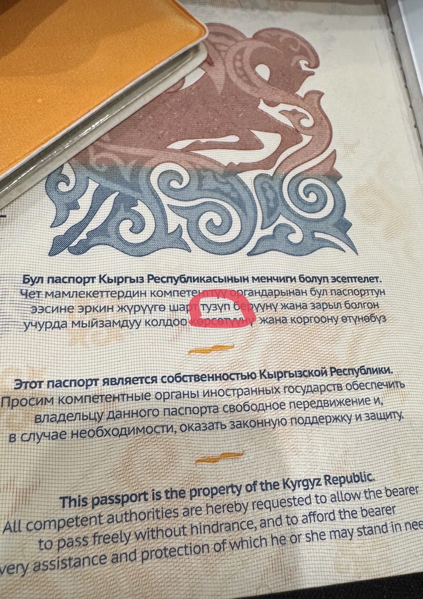 Мне нравится наш новый общегражданский паспорт.

Ещё больше нравится, что печатают его у нас. Значит, можно будет легко поправить опечатку в тексте на кыргызском языке.