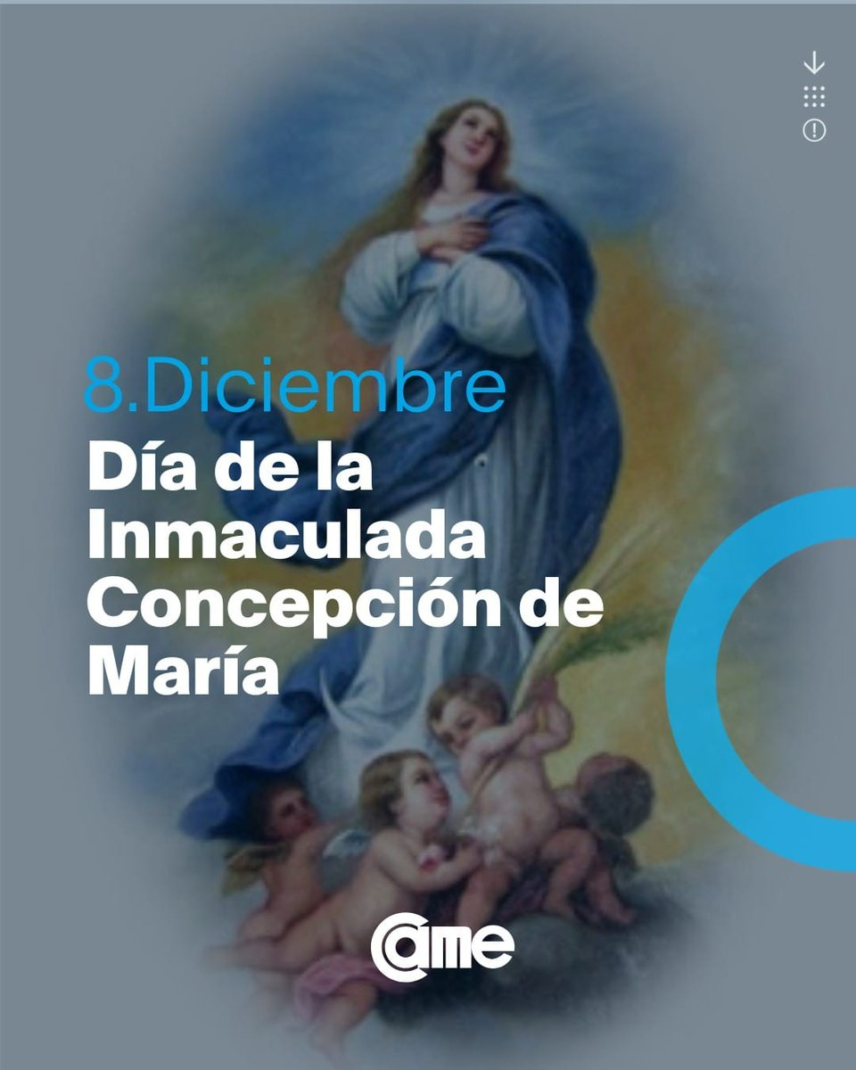 🗓️ 8 de diciembre | Día de la Inmaculada Concepción de María

Esta celebración honra la pureza y gracia de María de Nazaret, concebida libre de pecado original y presentada como modelo de fe y caridad.

En Argentina, se trata de una fecha especial, motivo de unión y