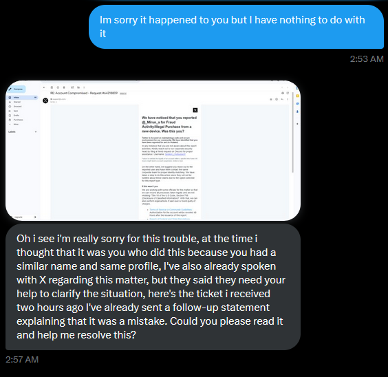 _Mirun_a's tweet photo. I didn't meet the space requirements so here's a message and screens, stay safe!
It's funny tho how fast I was blocked after calling them out https://t.co/LDpvR6yKaX