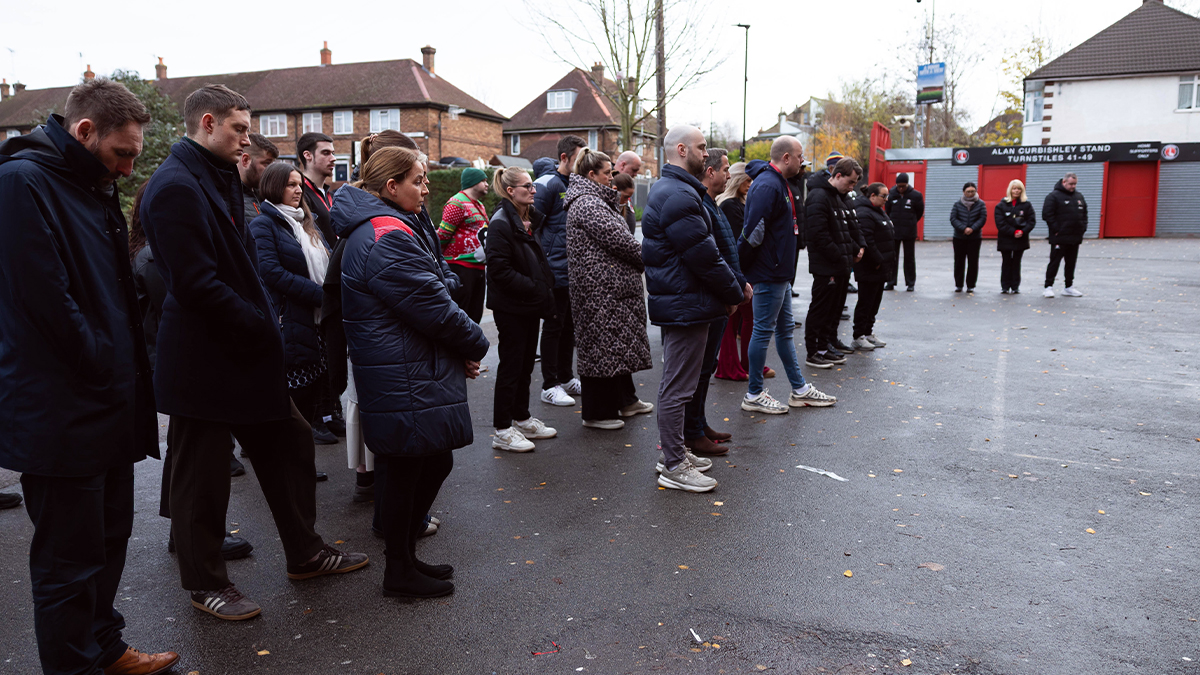 Staff gathered at The Valley this morning for a service in memory of Norman Barker, led by club chaplain Matt Baker. 

Ed Warrick laid flowers on behalf of the club, adding to the tributes left by supporters behind the Covered End.

#cafc