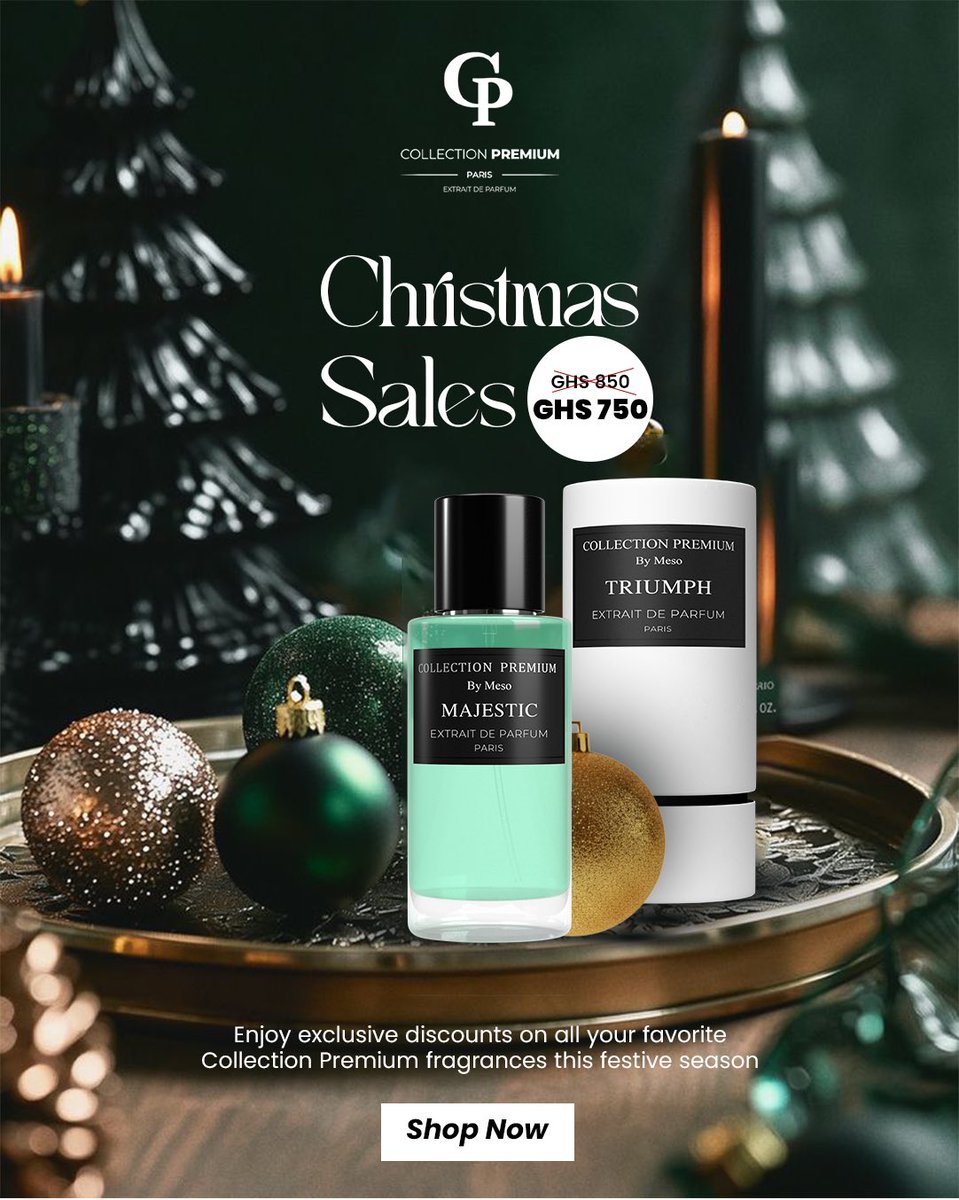The Christmas Sale has begun! Treat yourself to our signature holiday fragrances, now available at special festive prices.  #fragrance #christmas #ColleectionPremiumParis