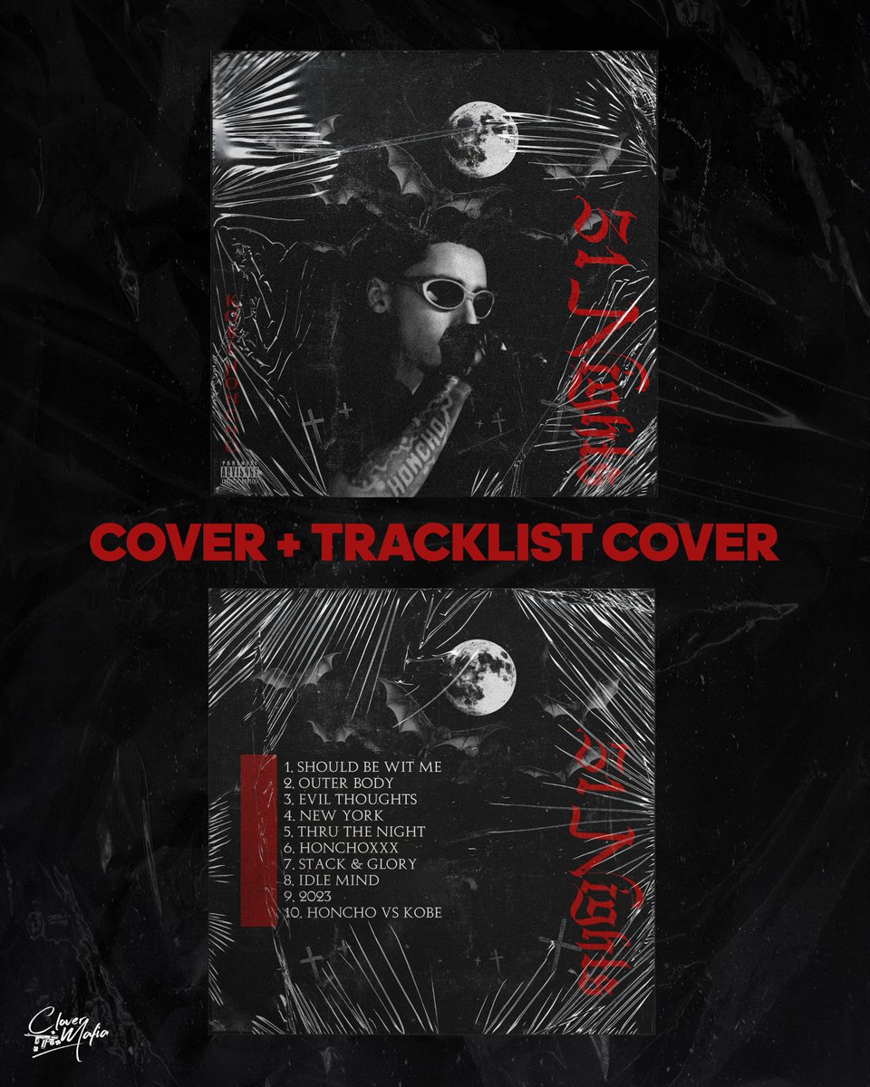 Clover_Mafia's tweet photo. “31 Nights” by @kobehoncho
Cover & tracklist design.
Dark vibes. Sharp details. Full project branding by Clover Mafia.
Need cover for your next project? DM me now!
#AlbumCoverArt
#CoverDesign
#AlbumArt
#MusicBranding
#HipHopDesign https://t.co/BICtkz68Sb
