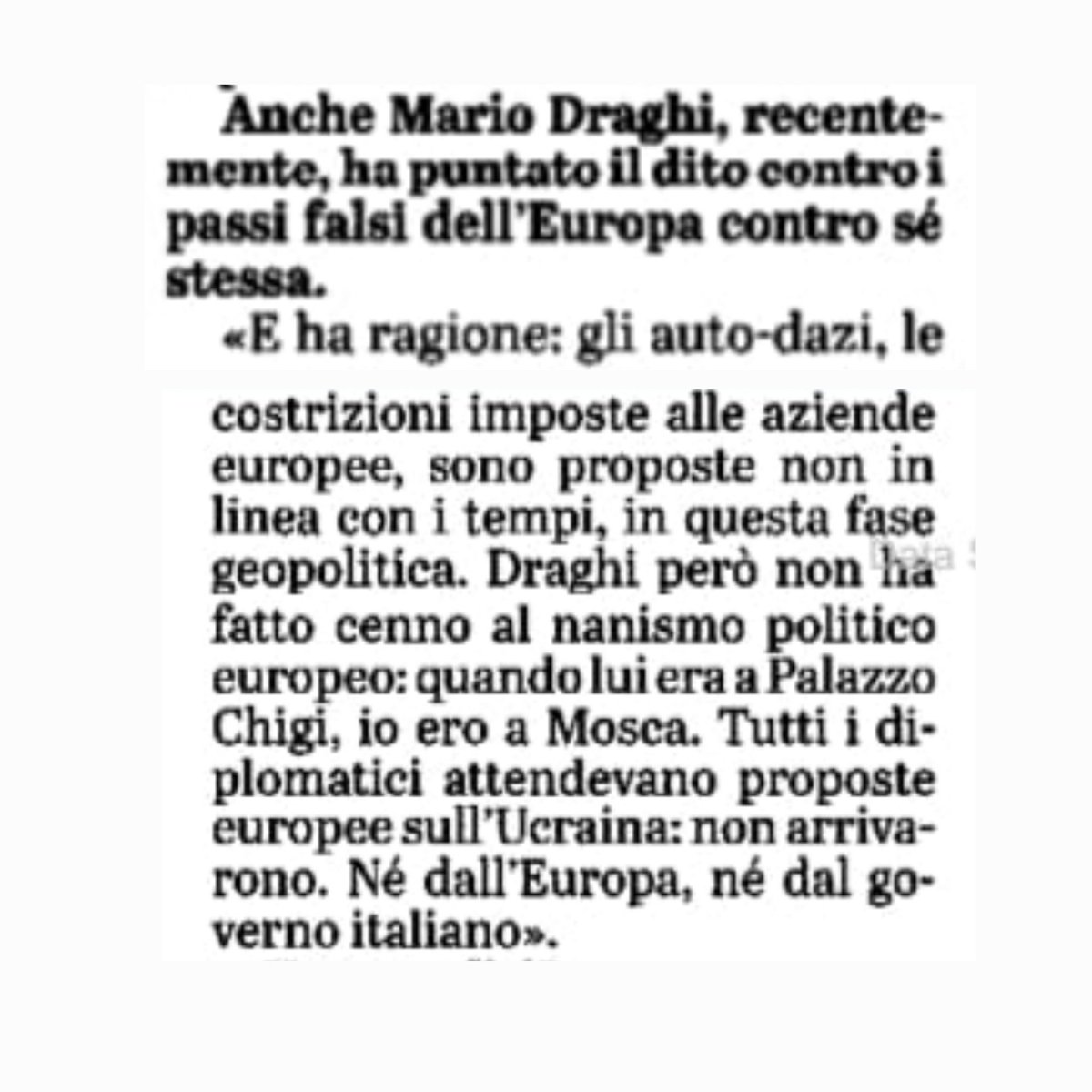 L'ambasciatore Starace, intervistato da <a href="/LaVeritaWeb/">La Verità</a>, commenta l'operato politico di #Draghi a Chigi. #nanismo