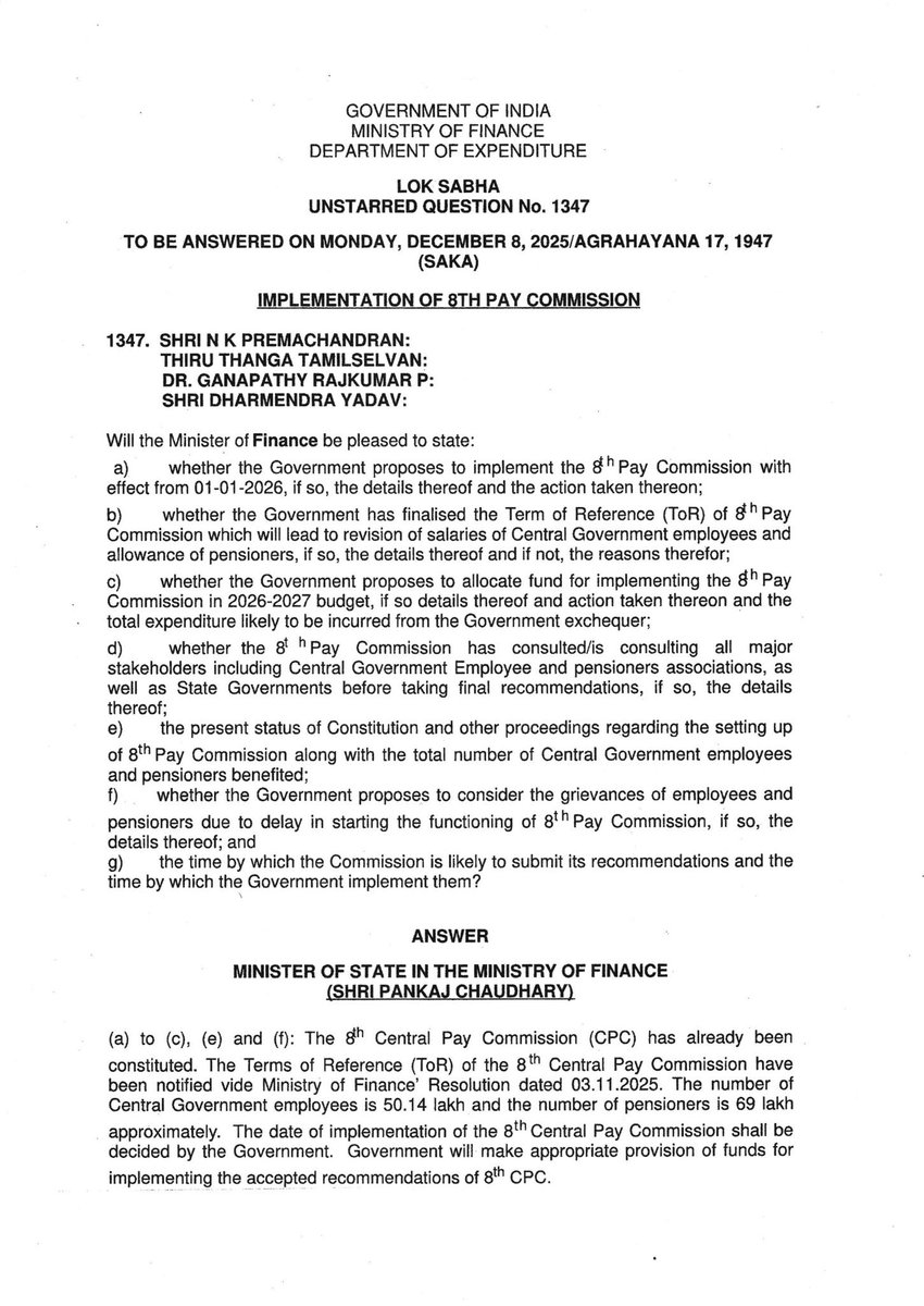 8th Pay Commission (आठवाँ वेतन आयोग) tweet media