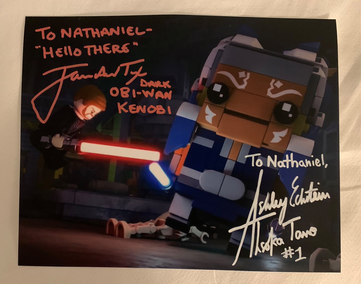 Galaxycon Columbus 2025 Day 3 Haul : 
A Darth Obi-Wan Kenobi And Ahsoka Tano 8x10 Photo from Lego Star Wars: Rebuild the Galaxy signed by James Arnold Taylor and Ashley Eckstein at GalaxyCon Columbus 
<a href="/JalynSanderson/">Jalyn Sanderson</a> <a href="/DisTrackers/">DisTrackers</a>  <a href="/yahiko_mk2/">yahiko.MARKⅡ</a> <a href="/Doogs97x/">Doogs 𒉭</a> <a href="/JATactor/">James Arnold Taylor</a>