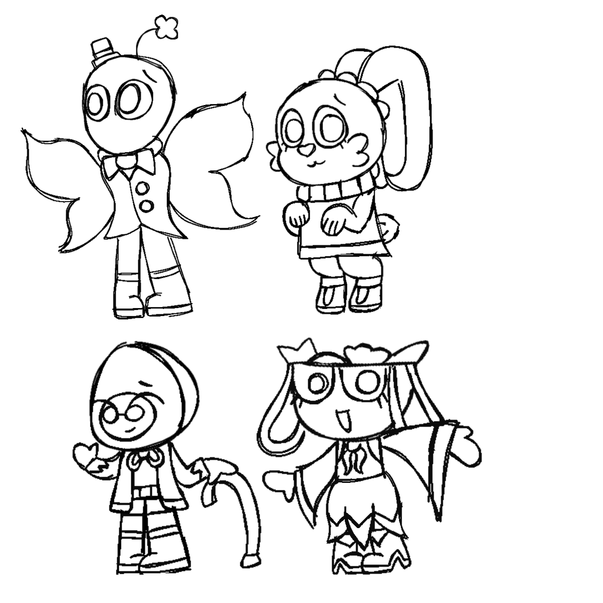 PandatoRobin's tweet photo. Here's a random sketch I made of all the easter toons in my style https://t.co/5bo49C1mIC