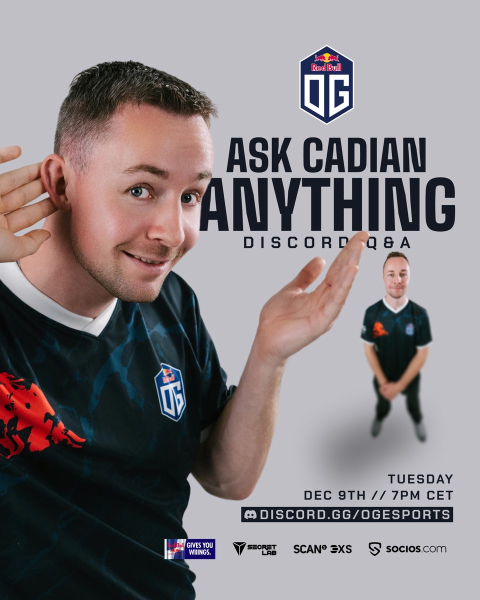 OGesportsCS's tweet photo. cadiaN is f****ing back baby and we are sure you have a lot of questions for him!

Come and ask him anything on our Discord.

Tomorrow 7pm CET. He will answer them live!

Drop your Qs 👉 https://t.co/3k1r6GX7BA https://t.co/6IHk4lOjKR