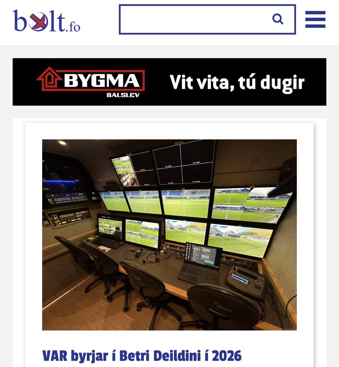 hogni2000's tweet photo. VAR is officially coming to Faroese football in 2026! ⚽🇫🇴

When asked by https://t.co/LQi5T7nvaN, referee chief Lassin Isaksen confirmed the FSF has bought the VAR van and it will start with one VAR match per round, planned fairly for all teams.
Is this good or bad for the league?

(via Lassin Isaksen / https://t.co/LQi5T7nvaN)