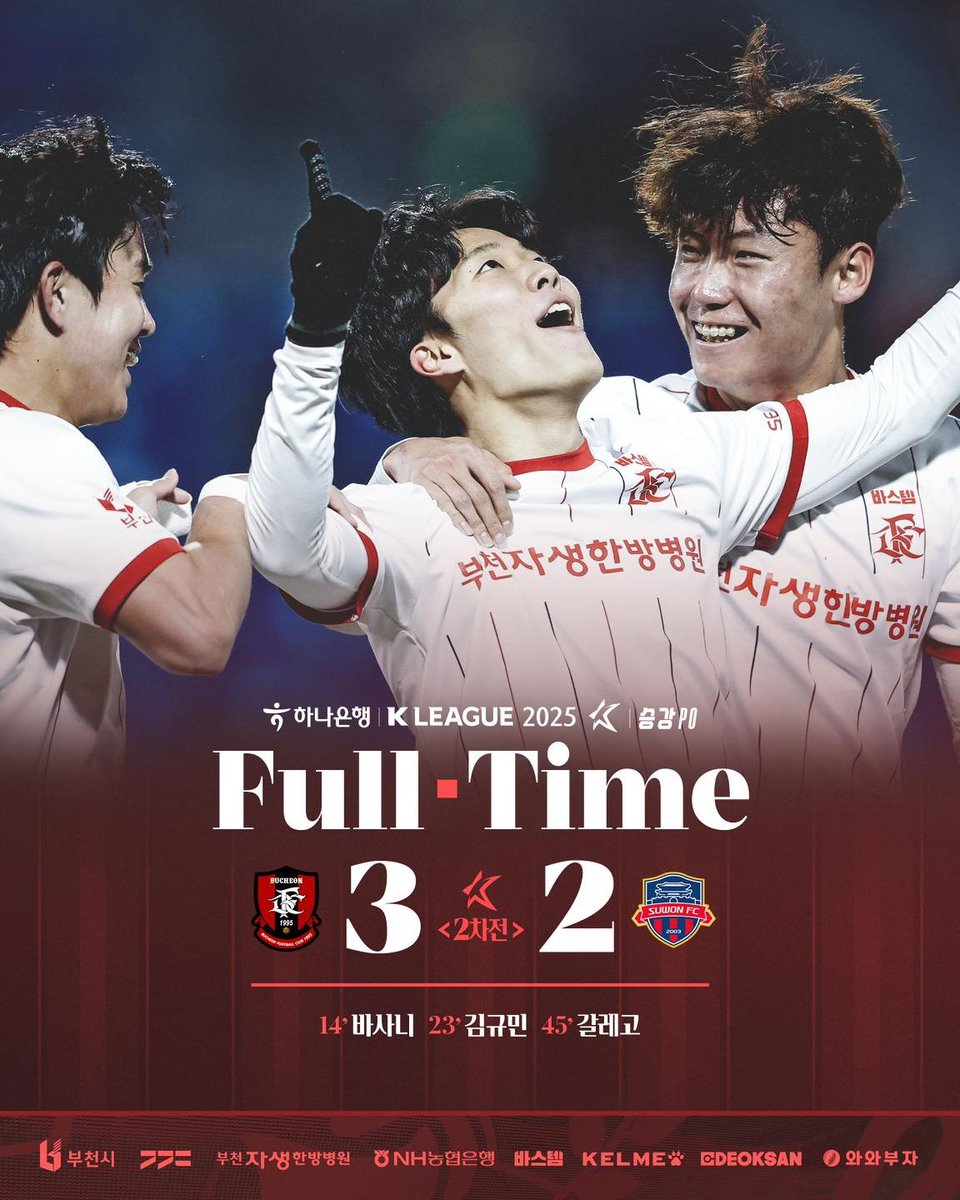 Bucheon FC defeated Suwon FC in the Promotion/Relegation Playoffs to secure promotion to K League 1 for the first time in club history.