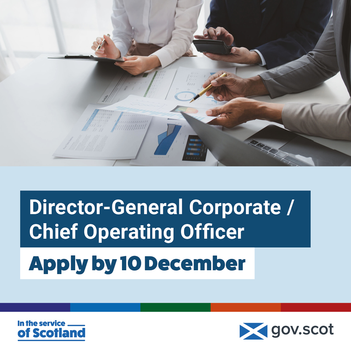 scotgovjobs's tweet photo. Final call to apply for the role of Director-General Corporate/Chief Operating Officer.
Applications close 10 December, 23:55.
Lead transformation, champion inclusion, and shape the future of government operations.
Learn more: https://t.co/uxoYEsSAdh
#SGLeadership https://t.co/D2q431JGnL