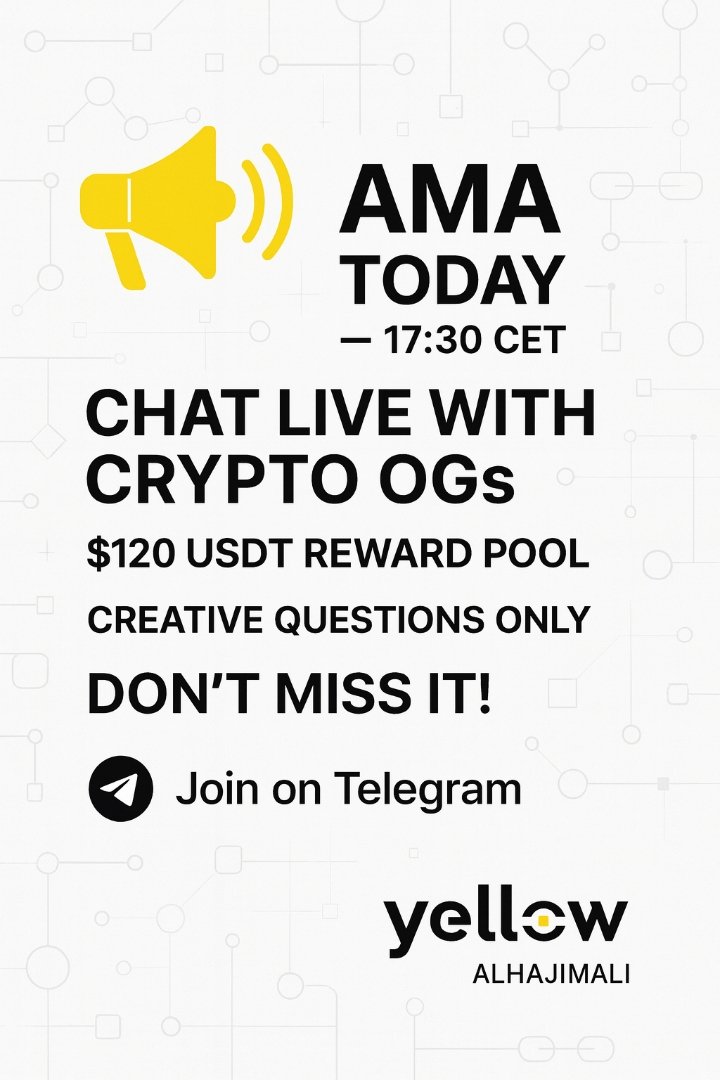 Bredencrypt's tweet photo. 📢 AMA drops at 17:30 CET on @Yellow Telegram!
Join the OGs as they share raw stories from the early crypto days.
💰 120 USDT for the most creative human made questions.
🚀 Don’t miss it. Tap in early and vibe with us.
#Yellow #AMA #CryptoCommunity #Web3Chat https://t.co/gjlEEnUXeX