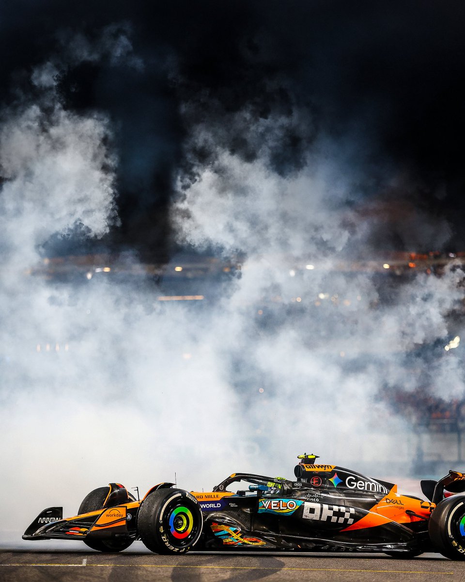 F1's tweet image. A little celebratory smoke show from the new Champion! 🍩💨

#F1