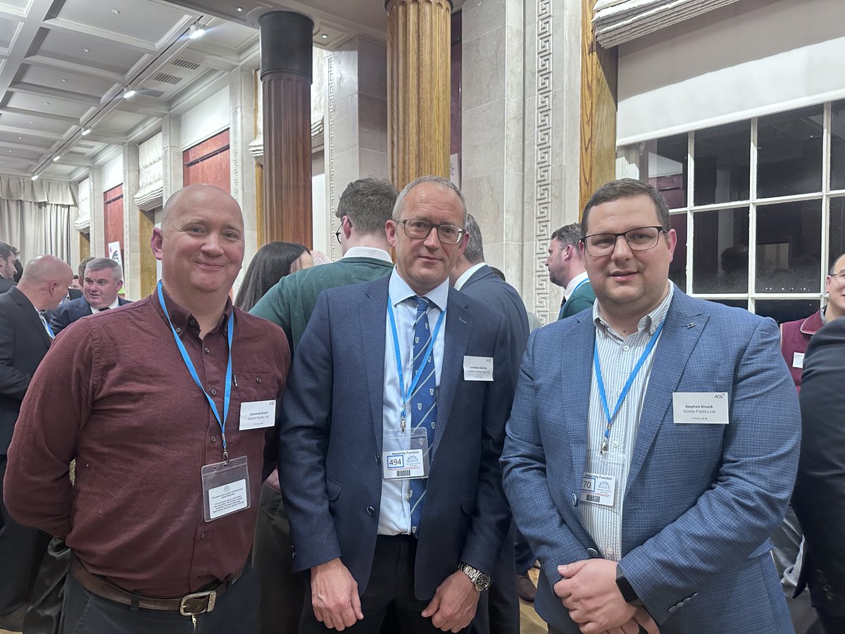 DonitePlastics's tweet photo. Thanks to @ADSgroupUK for another fantastic evening at last week’s annual Members’ Reception at Stormont 🎄

Stephen and Diarmuid were in attendance from team Donite to get together with industry peers before closing out another exciting year for Northern Irish aerospace. https://t.co/pIfnxU45LC