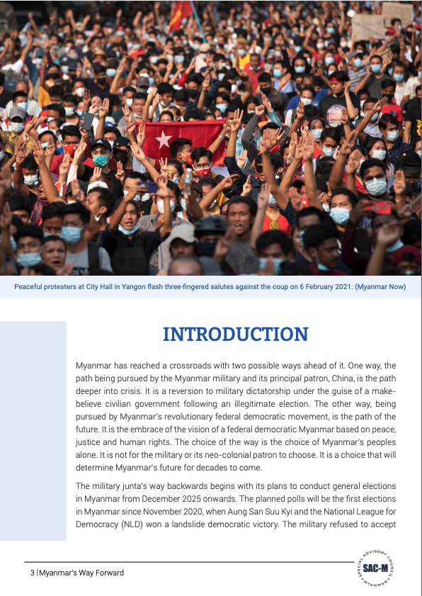 SpecialCouncil's tweet photo. We asked key revolutionary actors about their future vision for #Myanmar.

They converged on a vision for a peaceful federal democracy built on human rights, justice &amp; self-determination.

We present that vision, in their own words, in our new paper.👇

https://t.co/Jlbuyd9GSz https://t.co/ifoTihqoxT