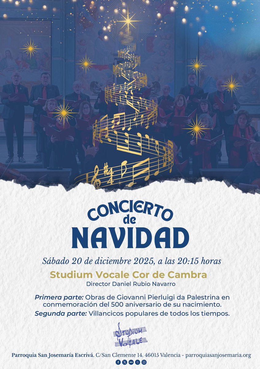 El próximo sábado 20/12/2025 te esperamos en <a href="/SanJosemariaVLC/">Parroquia San Josemaría Valencia</a>  no te lo pierdas. 😉🎵🎶😉 <a href="/SanNicolasVlc/">Parroquia San Nicolás Valencia</a> <a href="/Culturadival/">Cultura - Diputació de València</a> <a href="/archivalencia/">Archidiócesis de Valencia</a> <a href="/Coroalameda/">Coro Alameda</a> <a href="/JuandelHospital/">Iglesia Museo de San Juan del Hospital</a>
