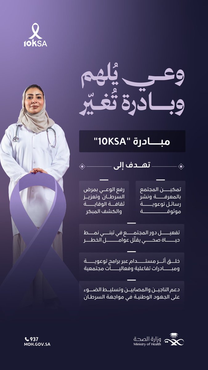 مع كل عام يتجدد الأمل، وتتسع مساحة الوعي، مبادرة #10KSA بدعمٍ من صاحبة السمو الملكي الأميرة ريما بنت بندر، ترسخ دورها في نشر الثقافة الصحية وإلهام المجتمع.
#صحة_حائل