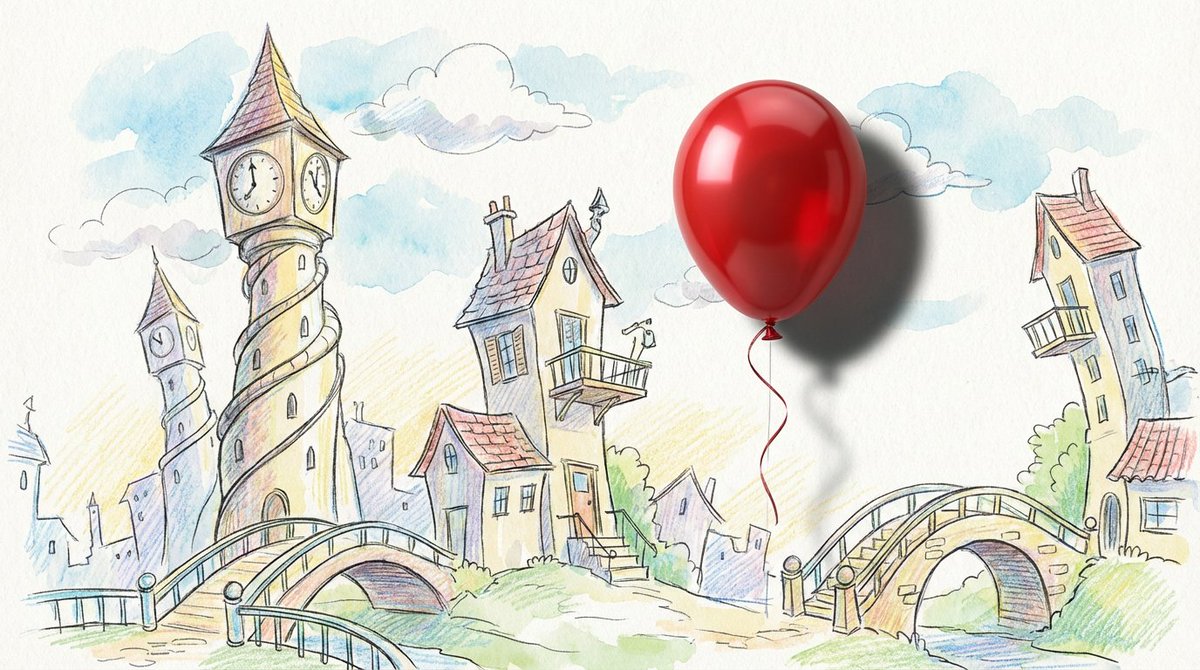 Lovart prompt result: How a Realistic Red Balloon Transformed My Whimsical Cityscape