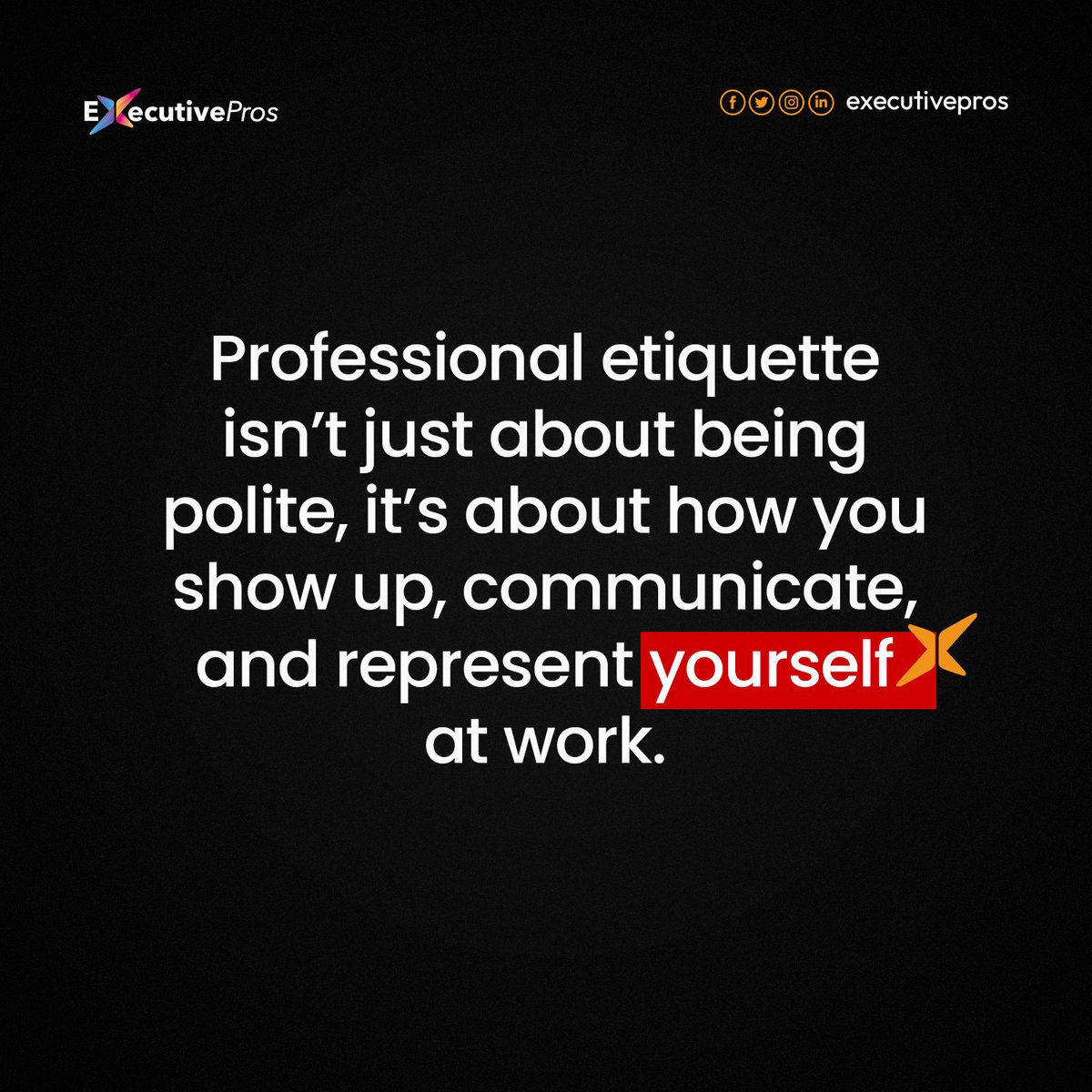 executivepros_'s tweet image. This week, we’re exploring the habits and behaviors that build respect, credibility, and strong workplace relationships.

💡 Professionalism is a daily practice.

 👉 What’s one workplace behavior you value the most?

#ProfessionalEtiquette #WorkplaceConduct #CareerGrowth